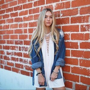 White T-shirt with lace insert from LF